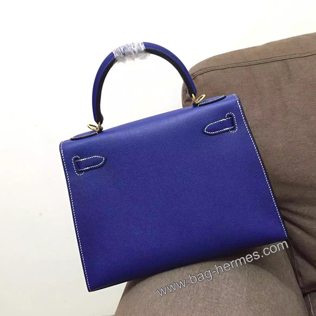 エルメス ケリー28 ブルーエレクトリック ヴォーエプソン ゴールド金具