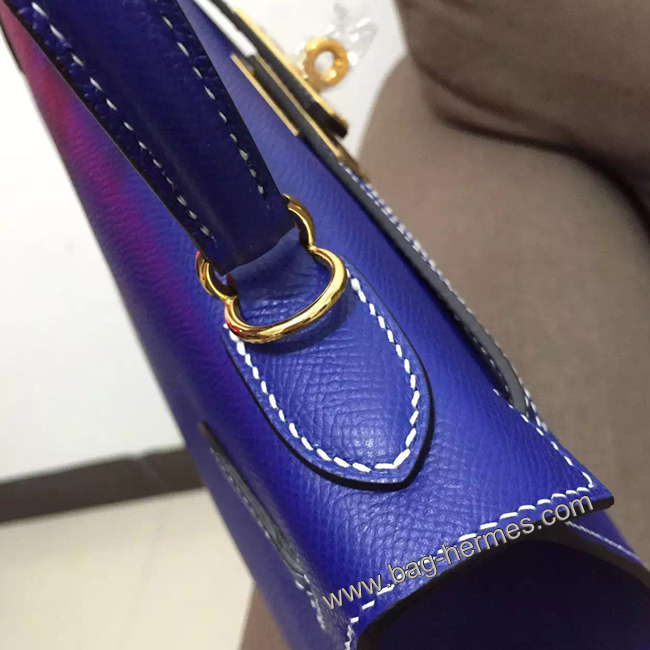 エルメス ケリー28 ブルーエレクトリック ヴォーエプソン ゴールド金具