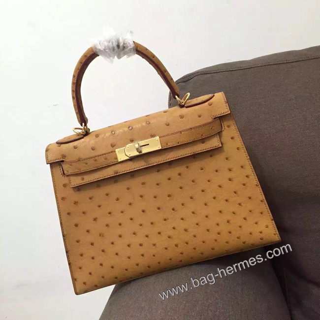 エルメス ケリー28 プシエール オーストリッチ ゴールド金具
