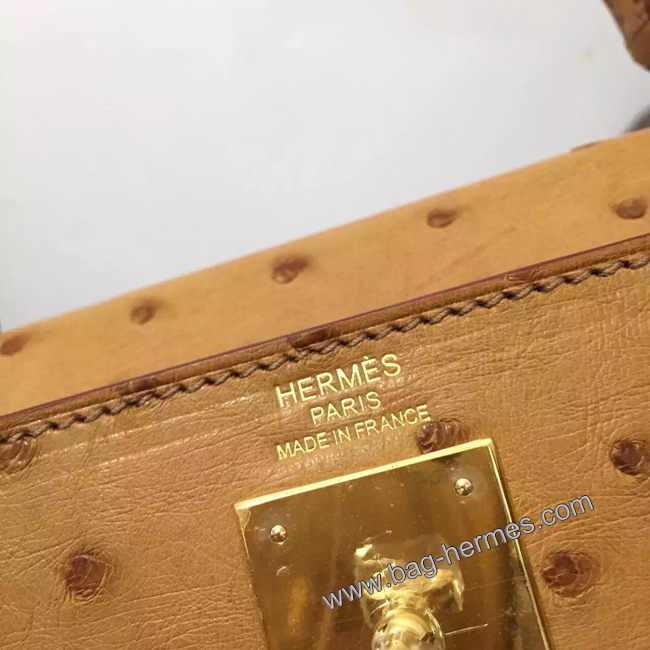 エルメス ケリー28 プシエール オーストリッチ ゴールド金具
