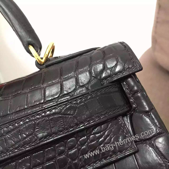 エルメス ケリー28 クロ クロコポロサス ゴールド金具