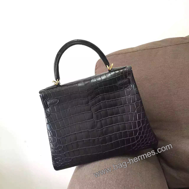 エルメス ケリー28 クロ クロコポロサス ゴールド金具