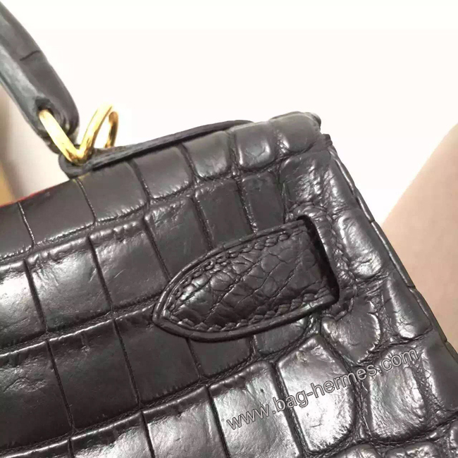 エルメス ケリー28 クロ クロコポロサス ゴールド金具