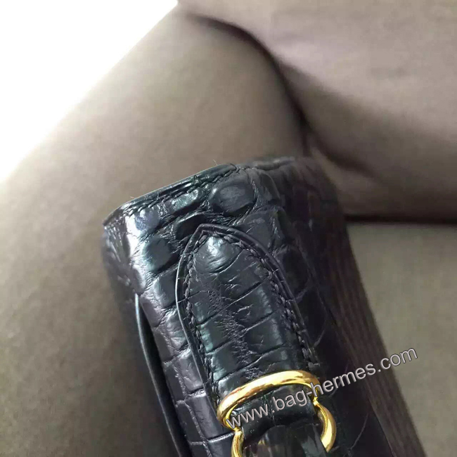 エルメス ケリー28 クロ クロコポロサス ゴールド金具