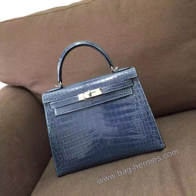 エルメス ケリー28 コルヴェール クロコポロサス シルバー金具