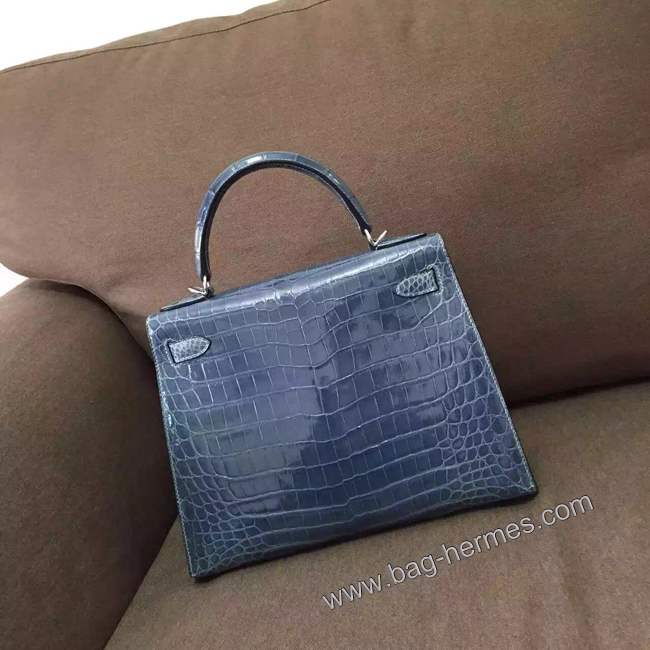 エルメス ケリー28 コルヴェール クロコポロサス シルバー金具