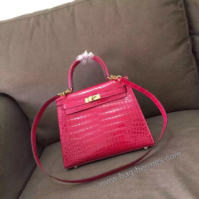 エルメス ケリー28 トスカ クロコポロサス ゴールド金具