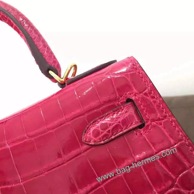 エルメス ケリー28 トスカ クロコポロサス ゴールド金具