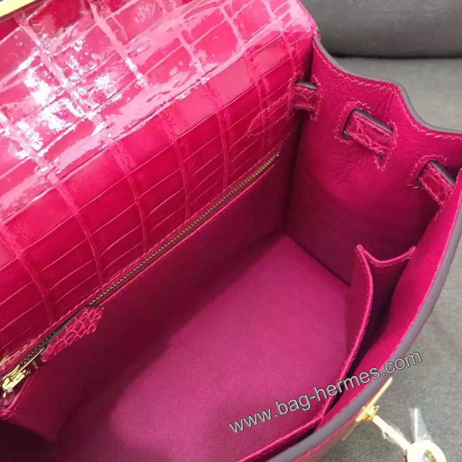エルメス ケリー28 トスカ クロコポロサス ゴールド金具