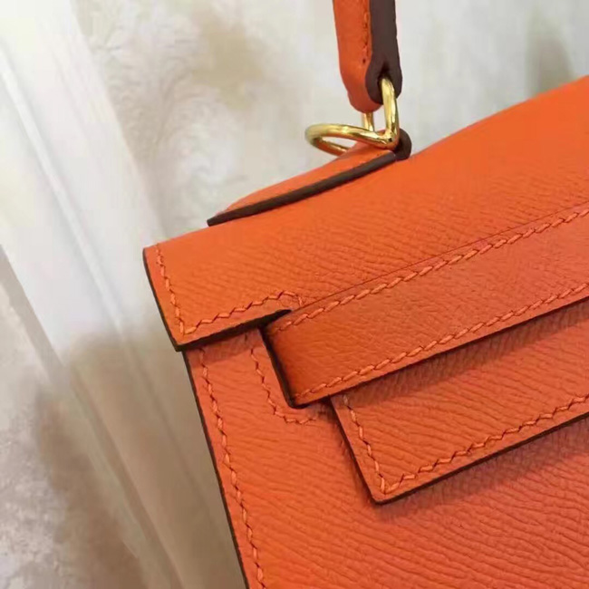 エルメス ケリー28 オレンジ ヴォーエプソン ゴールド金具