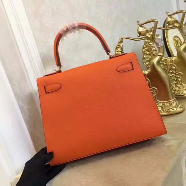 エルメス ケリー28 オレンジ ヴォーエプソン ゴールド金具
