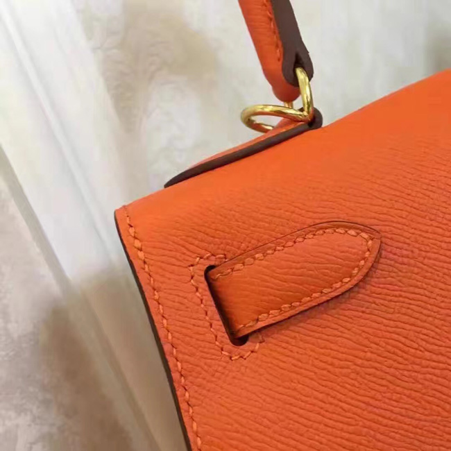 エルメス ケリー28 オレンジ ヴォーエプソン ゴールド金具