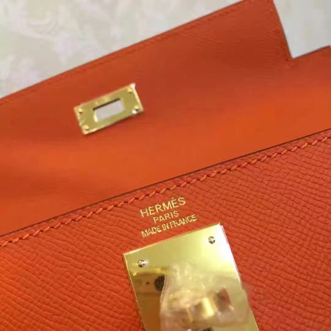 エルメス ケリー28 オレンジ ヴォーエプソン ゴールド金具