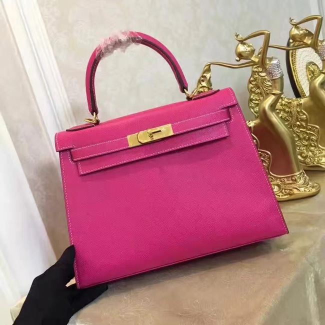 エルメス ケリー28 フューシャピンク ヴォーエプソン ゴールド金具