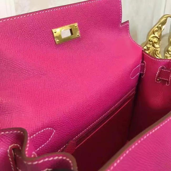エルメス ケリー28 フューシャピンク ヴォーエプソン ゴールド金具