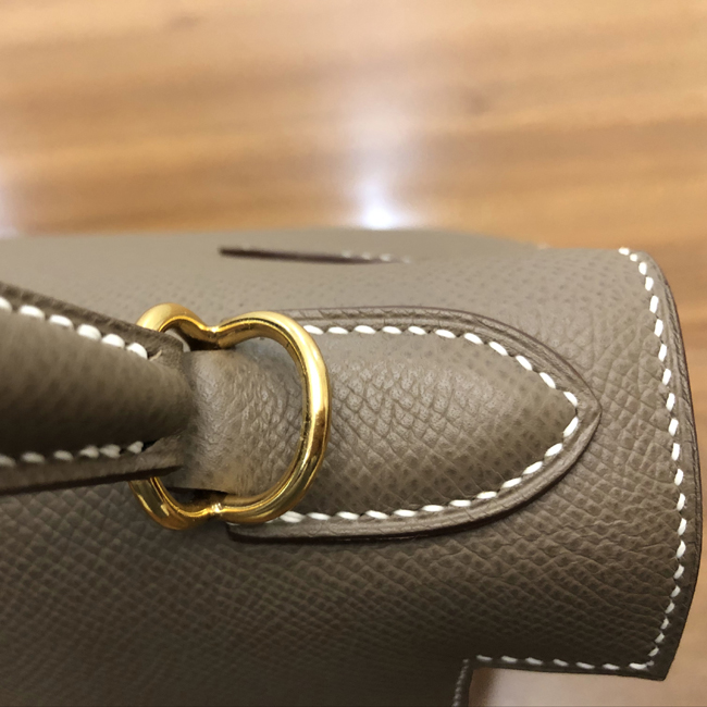 エルメス ケリー28 エトゥープ ヴォーエプソン ゴールド金具