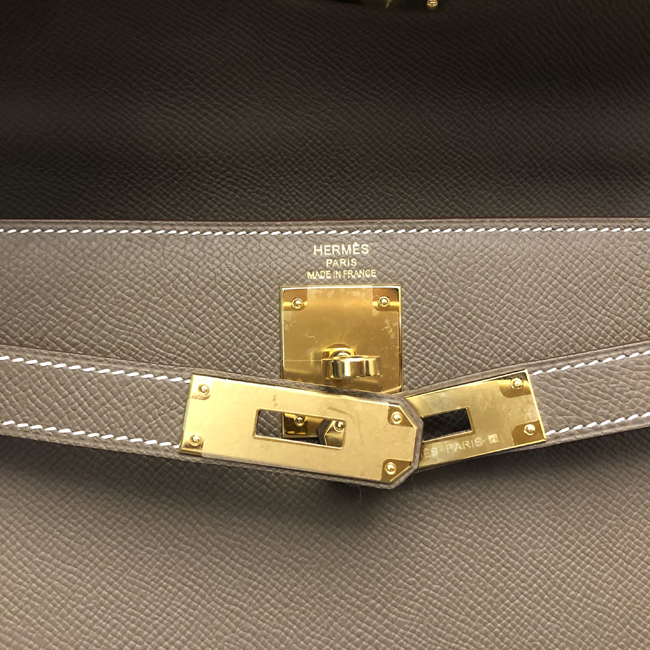 エルメス ケリー28 エトゥープ ヴォーエプソン ゴールド金具