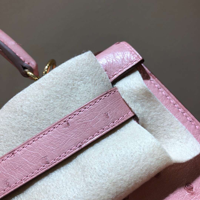 エルメス ケリー28 ピンク オーストリッチ ゴールド金具