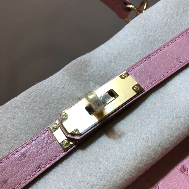 エルメス ケリー28 ピンク オーストリッチ ゴールド金具