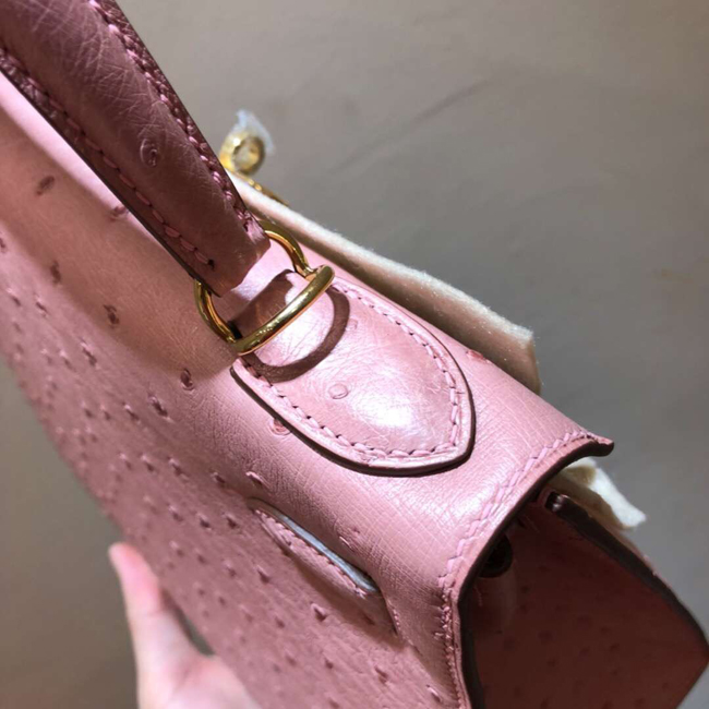 エルメス ケリー28 ピンク オーストリッチ ゴールド金具
