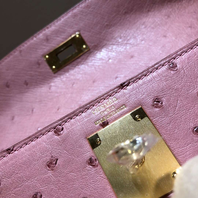 エルメス ケリー28 ピンク オーストリッチ ゴールド金具