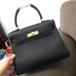 エルメス ケリー28 ブラック トゴ ゴールド金具