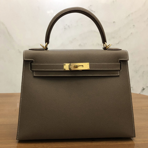 エルメス ケリー28 エトゥープ ヴォーエプソン ゴールド金具