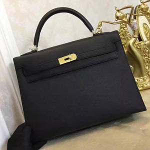 エルメス ケリー28 ブラック ヴォーエプソン ゴールド金具