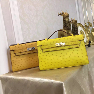 エルメス ポシェットケリー スフレ シルバー金具 オーストリッチ
