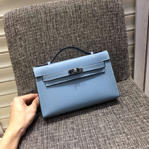 エルメス ポシェットケリー ブルーラン シルバー金具 スイフトフ