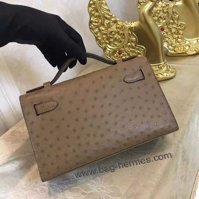 エルメス ポシェットケリー アバンヌ ゴールド金具 オーストリッチ