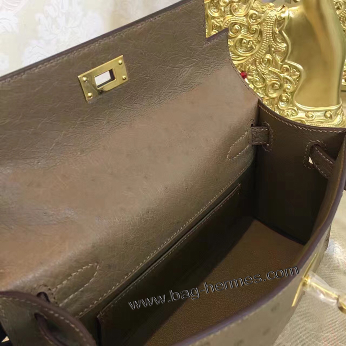 エルメス ポシェットケリー アバンヌ ゴールド金具 オーストリッチ