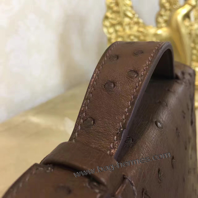エルメス ポシェットケリー ショコラ ゴールド金具 オーストリッチ