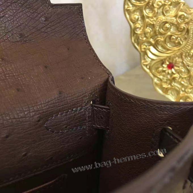 エルメス ポシェットケリー ショコラ ゴールド金具 オーストリッチ