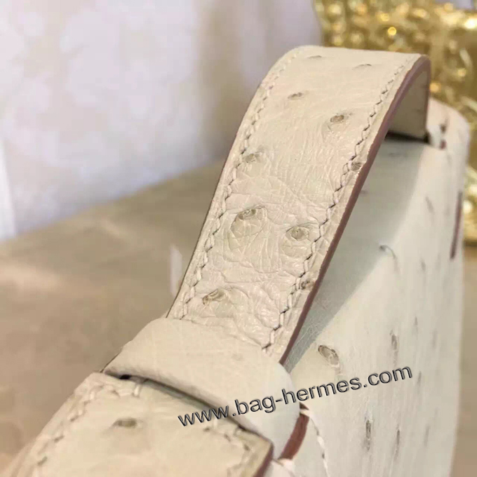 エルメス ポシェットケリー パールグレー ゴールド金具 オーストリッチ