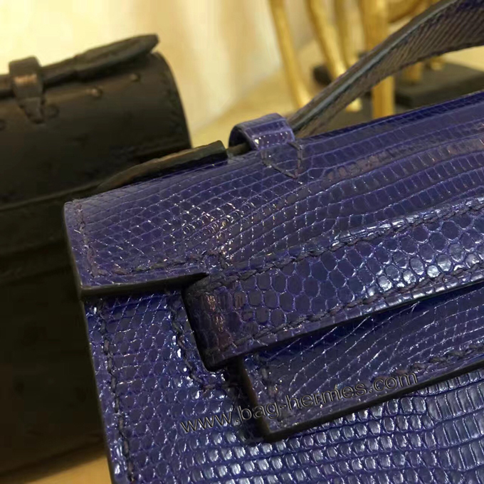 エルメス ポシェットケリー パープル シルバー金具 リザード