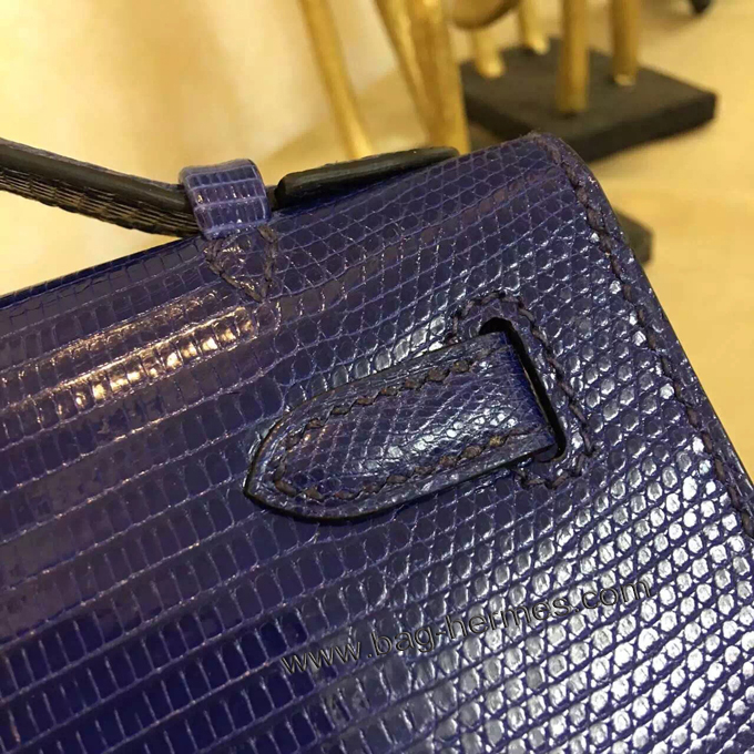 エルメス ポシェットケリー パープル シルバー金具 リザード