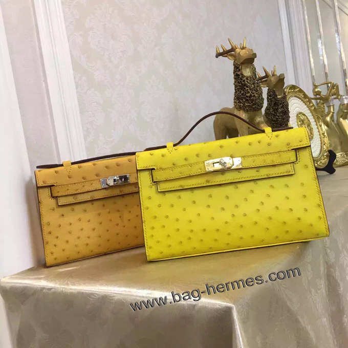 エルメス ポシェットケリー スフレ シルバー金具 オーストリッチ