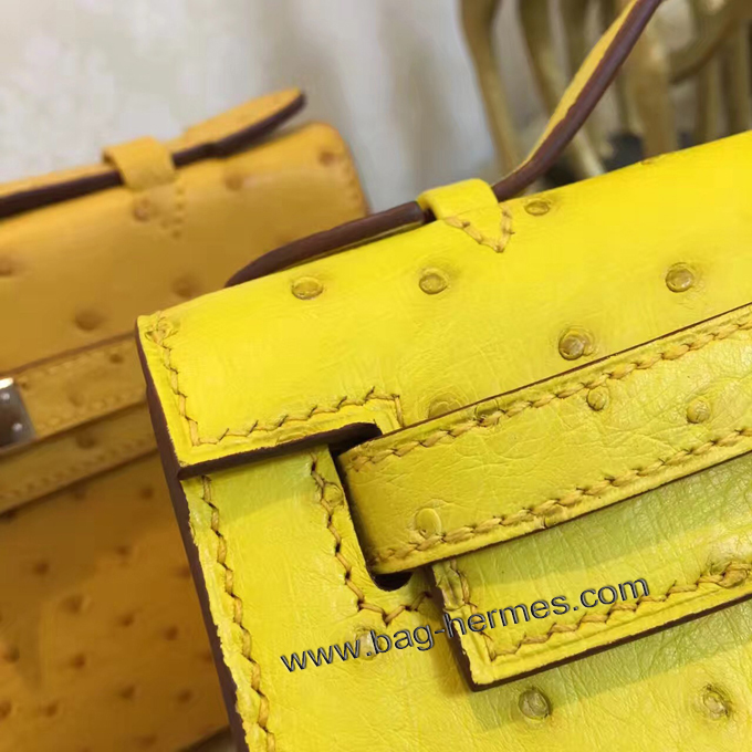 エルメス ポシェットケリー スフレ シルバー金具 オーストリッチ