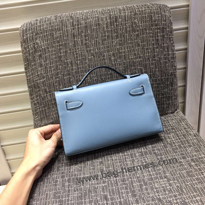 エルメス ポシェットケリー ブルーラン シルバー金具 スイフトフ