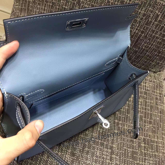エルメス ポシェットケリー ブルーラン シルバー金具 スイフトフ