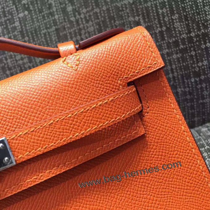 エルメス ポシェットケリー オレンジ シルバー金具 スイフトフ