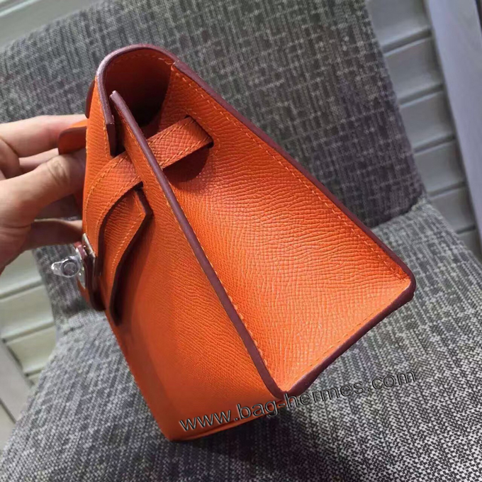 エルメス ポシェットケリー オレンジ シルバー金具 スイフトフ