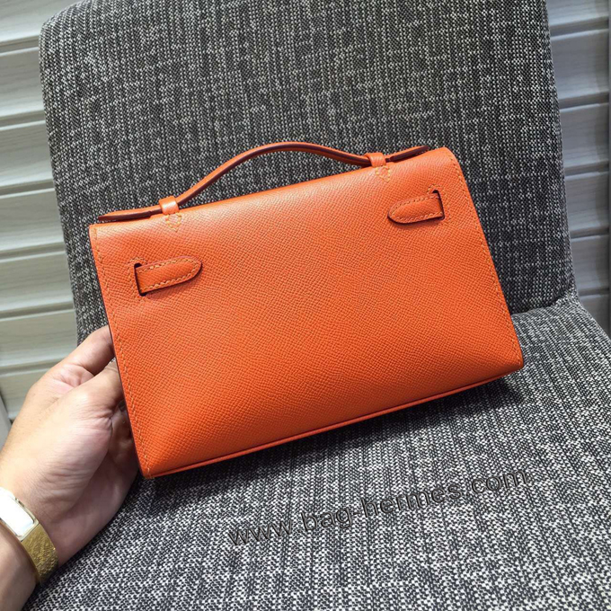 エルメス ポシェットケリー オレンジ シルバー金具 スイフトフ