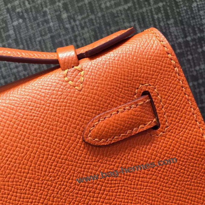 エルメス ポシェットケリー オレンジ シルバー金具 スイフトフ