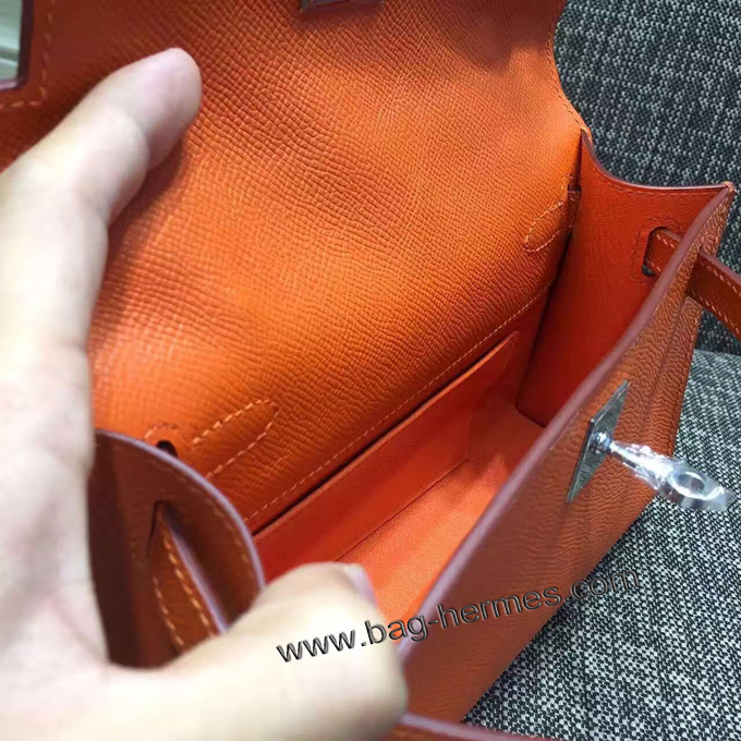 エルメス ポシェットケリー オレンジ シルバー金具 スイフトフ