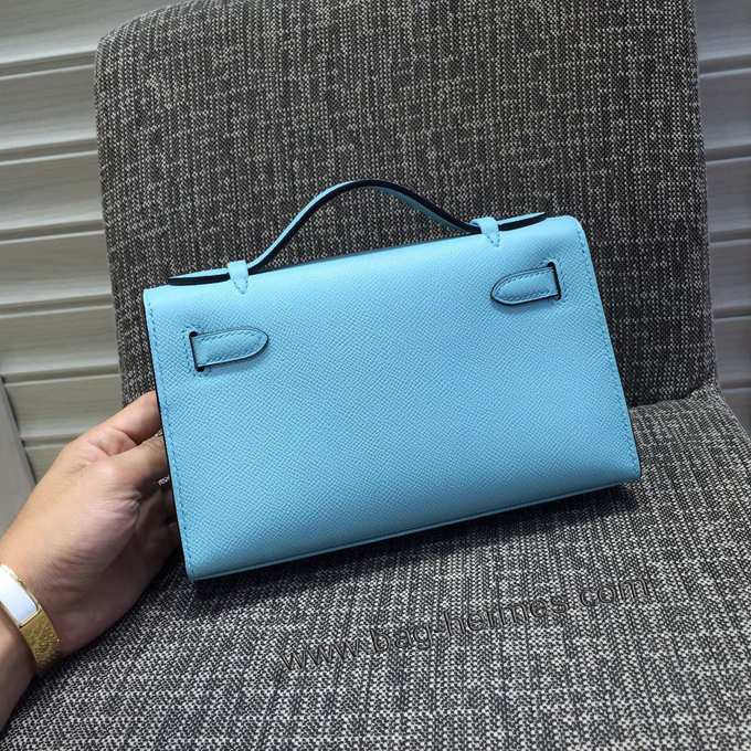 エルメス ポシェットケリー ブルーアトール シルバー金具 エプソン