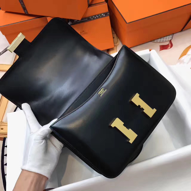 エルメス コンスタンス24 ブラック ボックスカーフ ゴールド金具