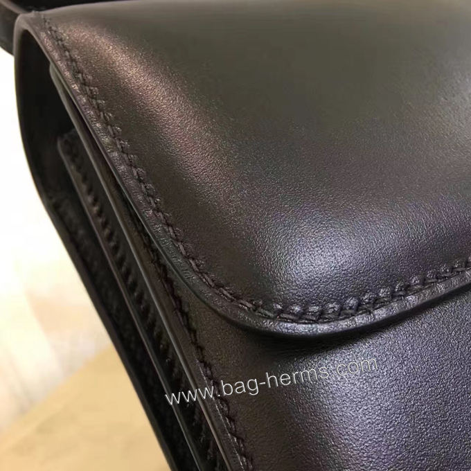 エルメス コンスタンス ミニ ブラック ボックスカーフ シルバー金具