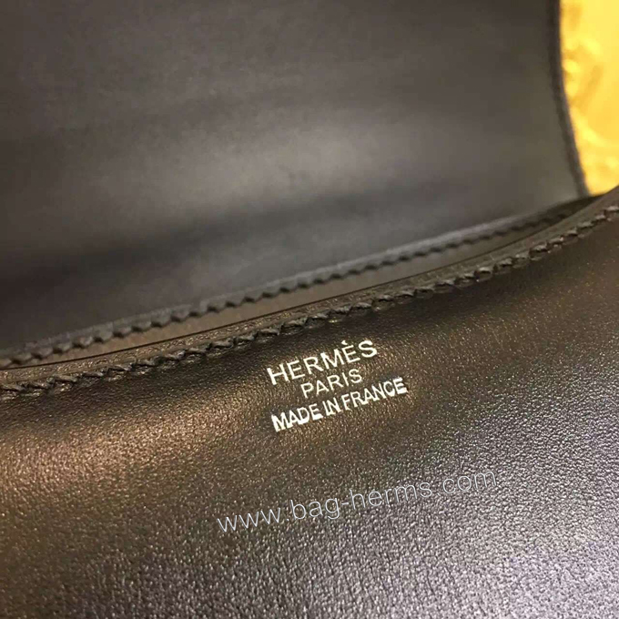エルメス コンスタンス ミニ ブラック ボックスカーフ シルバー金具